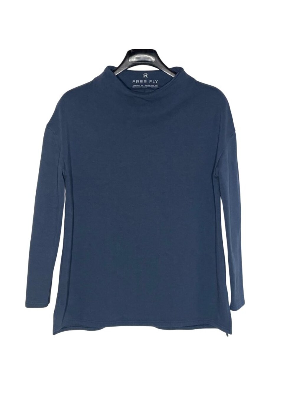 Freefly Men's Long Sleeve Bamboo Performance Mock Neck Shirt Blue Sz MED  4720